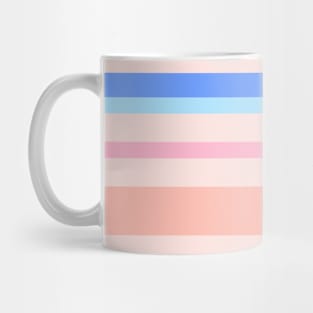 A solid variation of Powder Blue, Cornflower Blue, Baby Pink, Misty Rose and Melon stripes. Mug